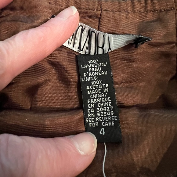 LAUNDRY NWT LAMBSKIN LEATHER SKIRT Sz 4 Shelli Segal Chocolate Brown Pencil Fall - Picture 3 of 10